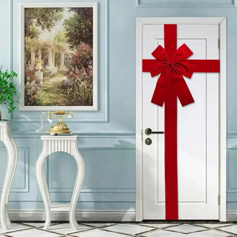 Big Ribbon Bow Christmas Red Bow Front Door Decorations Hanging Front Door Red Bow Home Ornaments