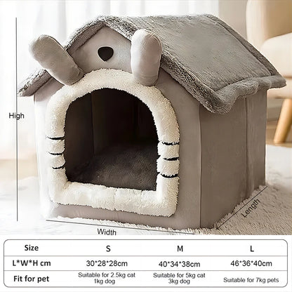 Soft Pet Bed Tent House Dog Kennel Cat Bed Indoor Warm Dog House with Removable Cushion Suitable for Small Medium Large Pets