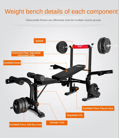 Home Multifunctional Dumbbell Training Fitness Equipment Weight Bench Press Squat Rack Barbell Bench Press