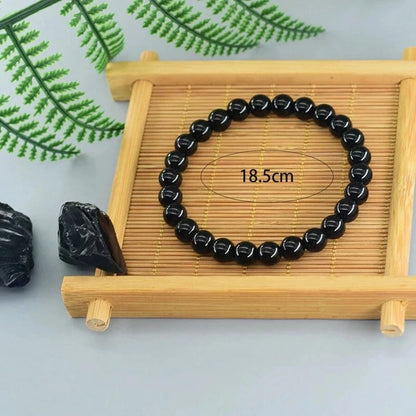 Nature Onyx Bracelet With Stone for Men Natural-Stone Shiny Black Obisidian Handmade-Bracelet Yoga Meditation Jewelry