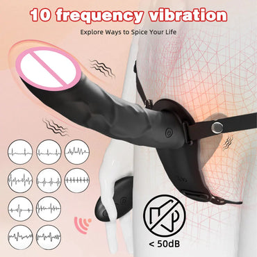 Double Head Artificial Penis Wearable Electric Strapon Vibrator For Lesbian Vibrating Sex Toys Strap On Belt Dildos For Girl