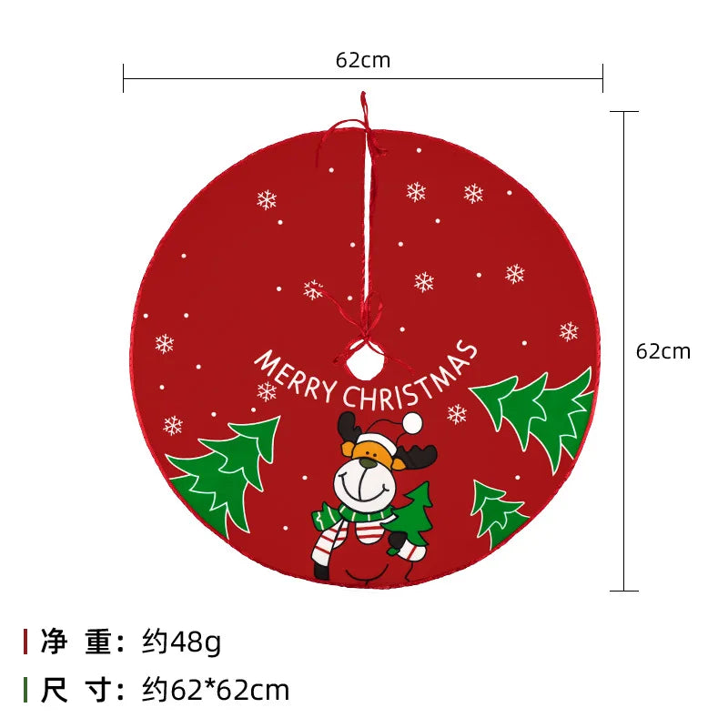 60Cm Christmas Tree Skirt Red Christmas Tree Foot Cover Santa Claus Snowflake Christmas Tree Carpet Base Mat Decorations