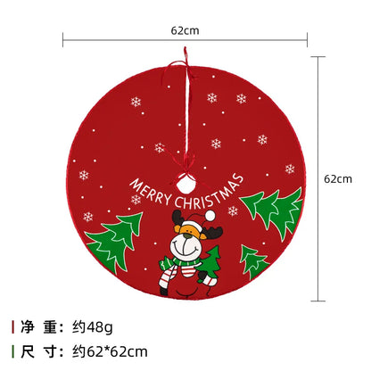 60Cm Christmas Tree Skirt Red Christmas Tree Foot Cover Santa Claus Snowflake Christmas Tree Carpet Base Mat Decorations