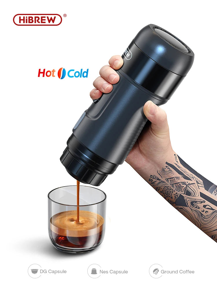 HiBREW Portable Coffee Machine for Car & Home,DC12V Expresso Coffee Maker Fit Nexpresso Dolce Pod Capsule Coffee Powder H4A