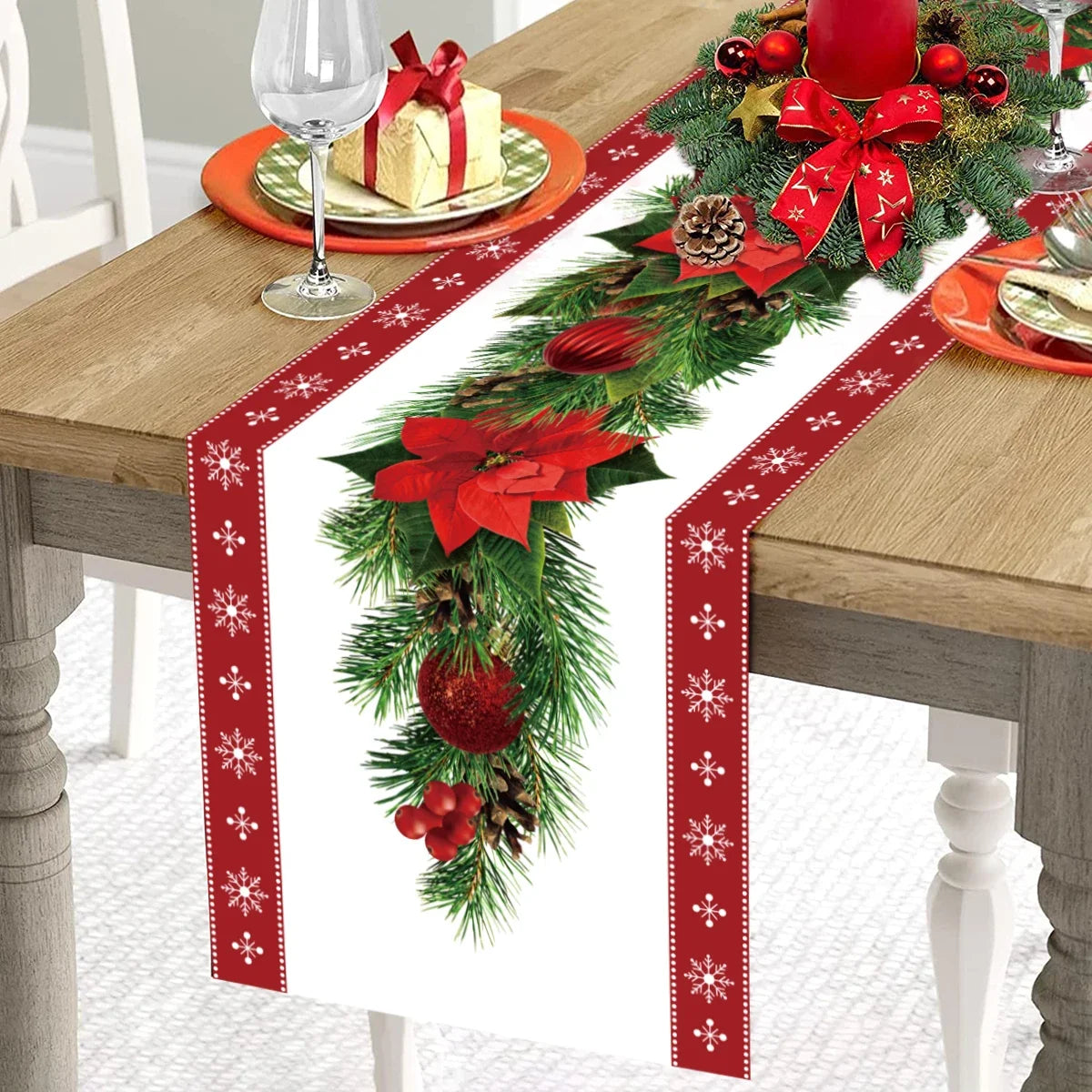 Christmas Table Runner Decoration for Home Xmas Party Decor