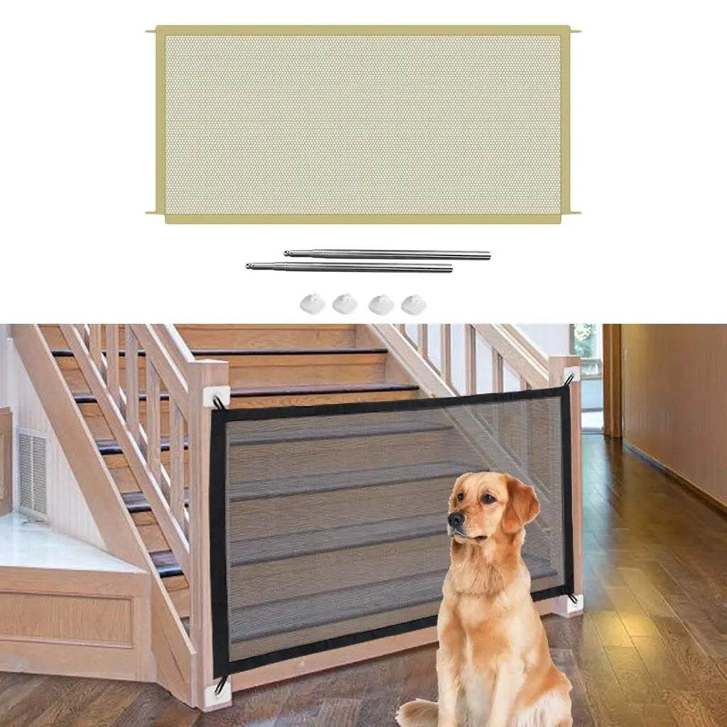 Portable Mesh Fence Gate for Dogs,  Folding children Gates Install Anyplace, Fence for Hall Doorway