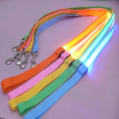 LED Light Up Dog Leash Luminous Rope Lead Leash For Dog Safety Flashing Glowing Dog Collar Harness Electronic Pet Accessories