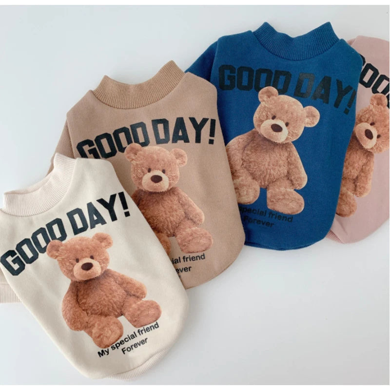 Dogs Winter Cute Clothes Puppy Warm Pullover Sweatshirt Bear Pattern Pet Jacket for Small Medium Dog Cat Coats Chihuahua Costume