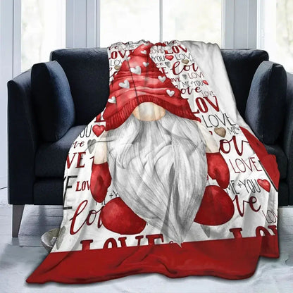 Christmas Gnome Knitted Blanket Valentine Love New Year Flannel Throw Blankets Summer Air Conditioning Lightweight Bedspreads