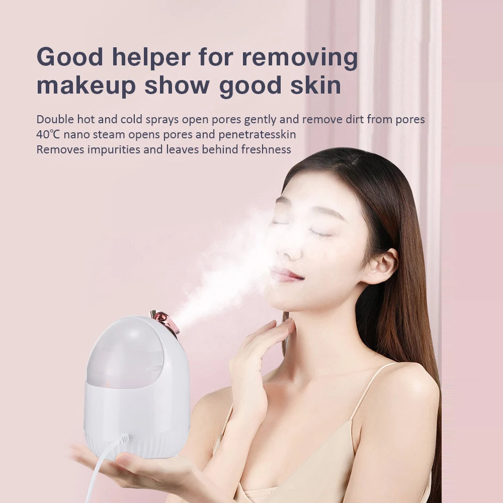 Face Steamer Cold Hot Nano Mist Sprayer Facial Ozone Vaporizer Deep Hydrating Cleansing Facial Humidifier Beauty Skin Care Tools