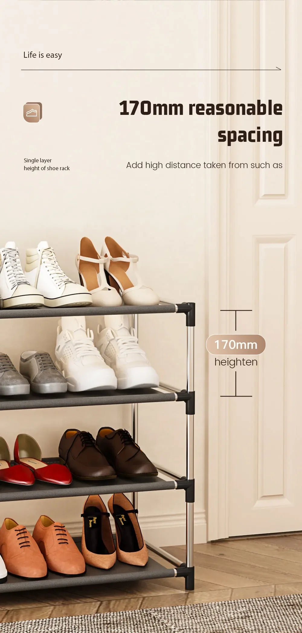 Fashion shoe rack metal simple shoe rack shoe storage rack bracket space saving living room black shoe rack