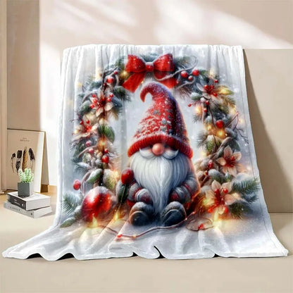 6 Sizes Gnome Christmas Printed Blanket Warm Soft and Comfortable Home Travel Blanket Sofa Bedding Cover Blanket Holiday Gifts