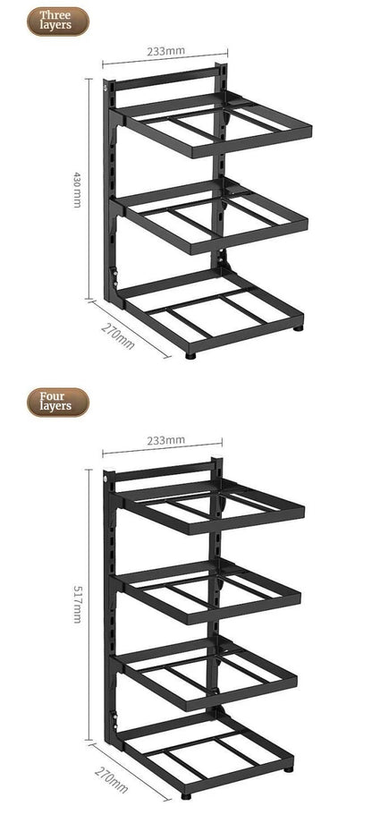 Kitchen Sink Storage Rack Multi-Layer Cooker Storage Rack For Home Stovetop Cabinets Adjustable Pot Rack