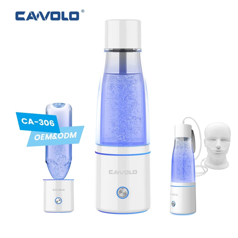 CAWOLO Premium Molecular Hydrogen Water Generator Bottle DuPont SPE+PEM Dual Chamber Maker + H2 Inhalation Device 5000ppB Max