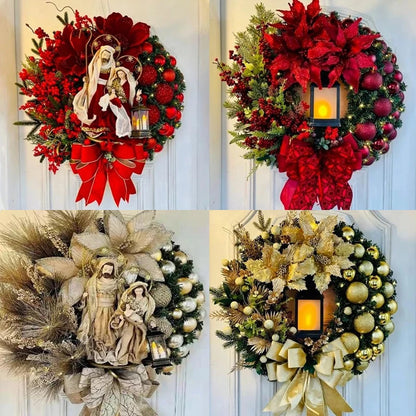 Christmas Wreath for Front Door Red Gold Window Wall Door Decorations Christmas Garland Ornament