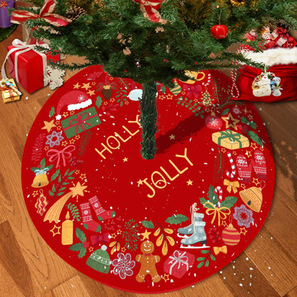 72/92/122Cm Christmas Tree Skirt Red Christmas Tree Foot Cover Santa Claus Snowflake Christmas Tree Carpet Base Mat Decorations