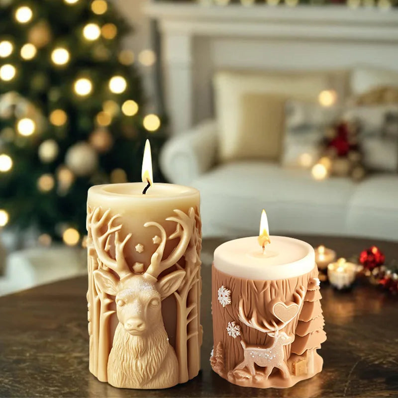 Christmas tree carving pattern candle reindeer, snowflake, Elk candle Christmas gifts