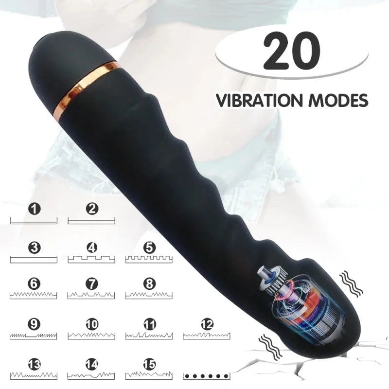 Wave Vibrator Female Masturbator Sex Massage Stick 20 Mode Adjustable Into Sex Toy Masturbation Stick Flirting Supplies