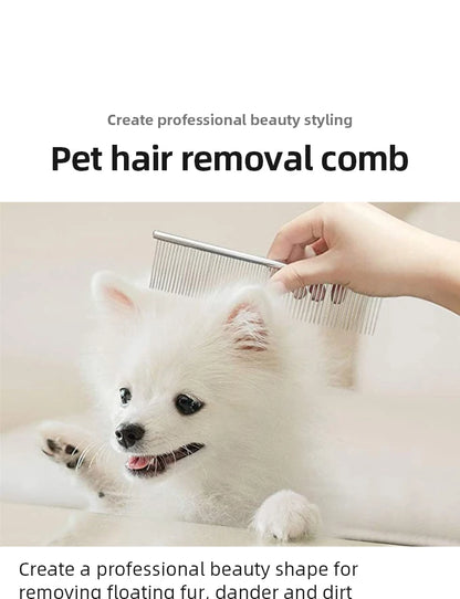 Pet Hair Removal Comb Stainless Steel Pet Grooming Comb Gently Removes Loose Knotted Hair Dog Cat Cleaning Beauty Supplies