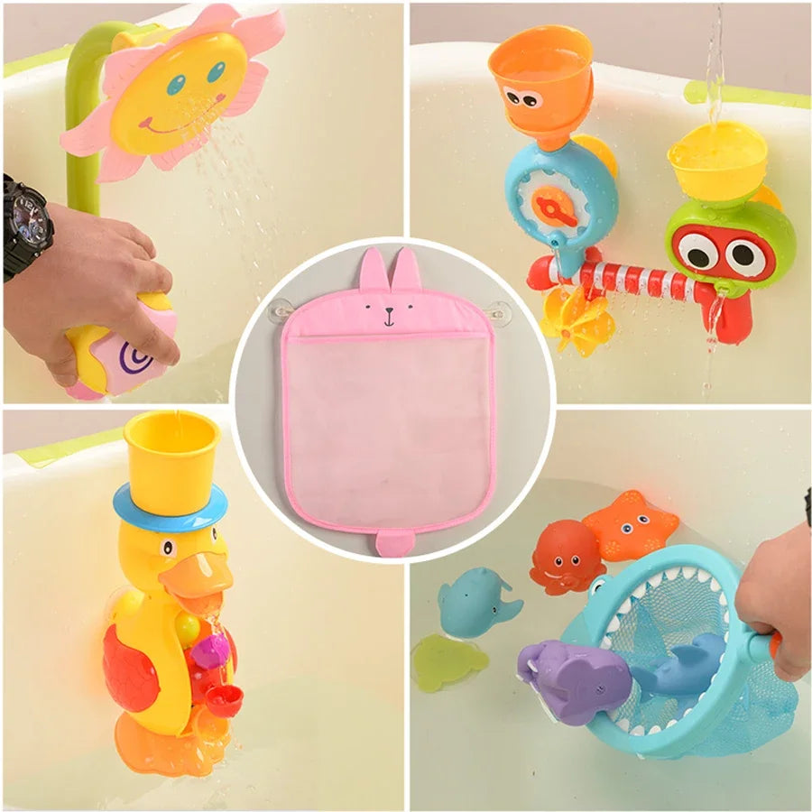 Dinosaur Animal Baby Bath Toys Organizer Kids Tidy Storage Suction Bathroom Bathtub Doll Hanging Bag Basket Mesh Bag Water Toys