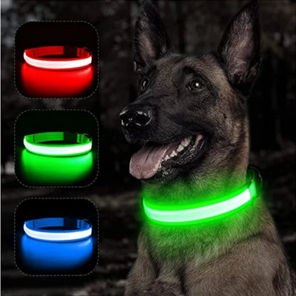 Fashion Pet Dog Collar Nylon Glow LED Glowing Cat Collars Adjustable Dog Leash Anti-loss Pet Cats Dogs Harness Accessories