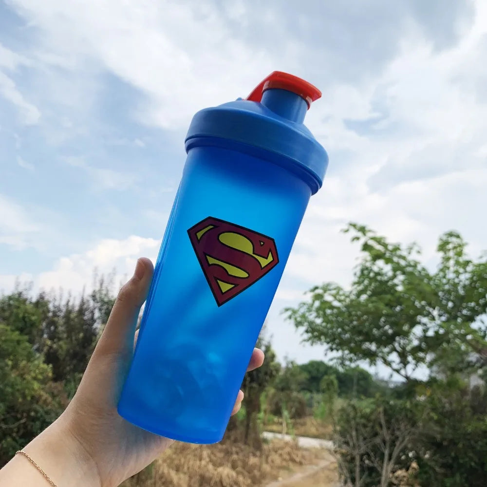 New 600ml Disney Batman Superman Shake Cup Home Large Capacity Protein Powder Plastic Cup Gym Sports Water Cup Film Peripheral