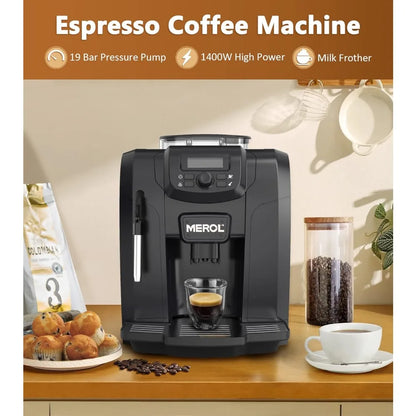 Automatic Espresso Coffee Machine, 19 Bar Barista Pump Coffee Maker with Grinder and Manual Milk Frother Steam Wand