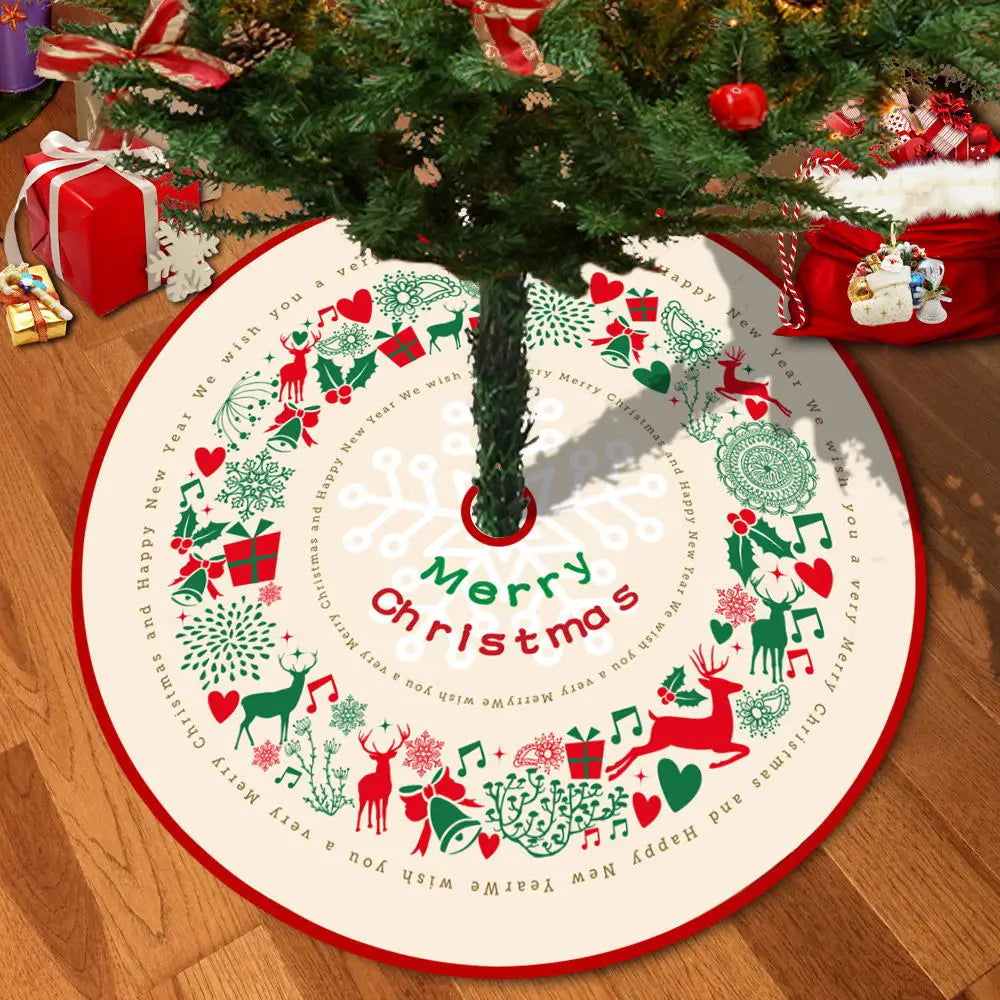 72/92/122Cm Christmas Tree Skirt Red Christmas Tree Foot Cover Santa Claus Snowflake Christmas Tree Carpet Base Mat Decorations