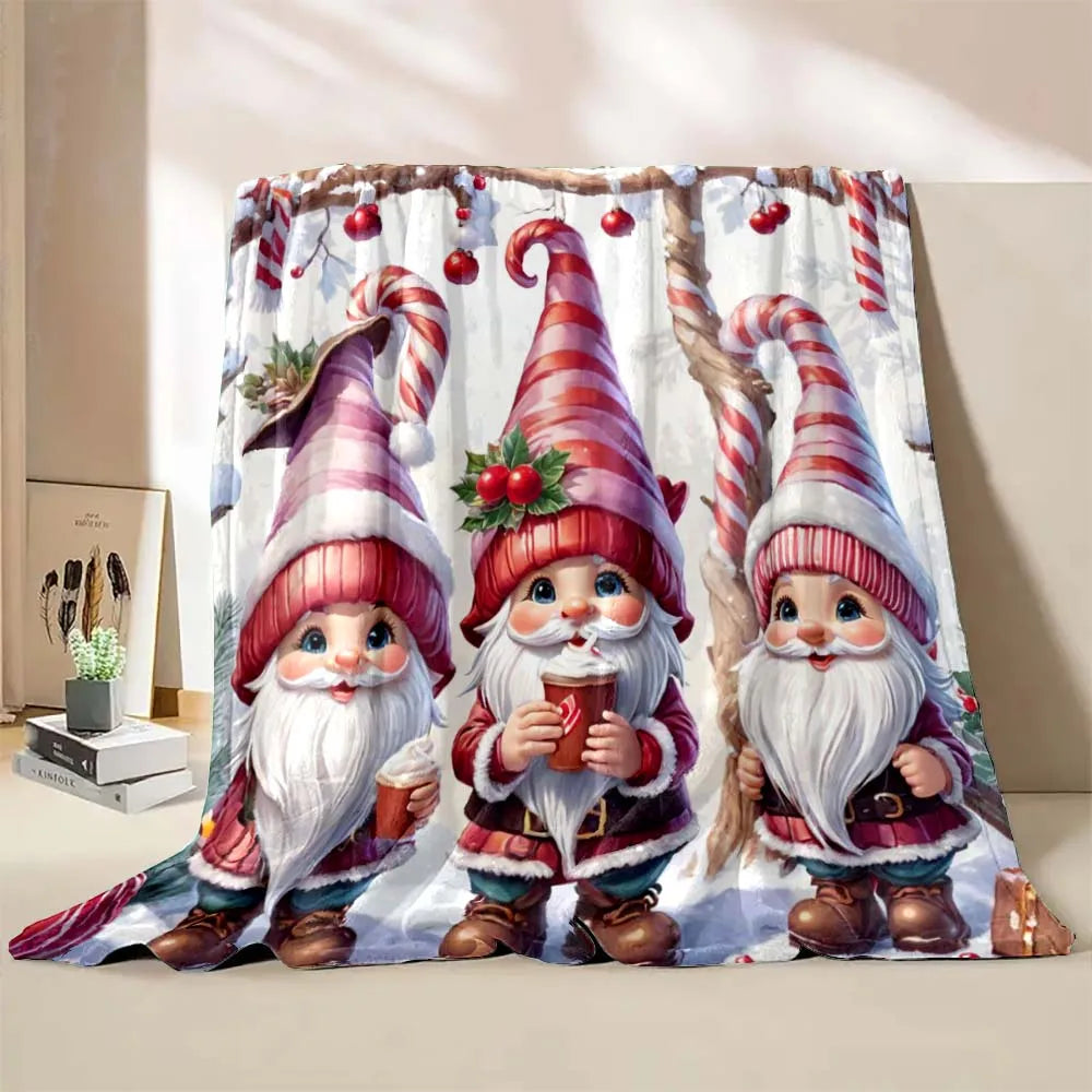 6 Sizes Gnome Christmas Printed Blanket Warm Soft and Comfortable Home Travel Blanket Sofa Bedding Cover Blanket Holiday Gifts