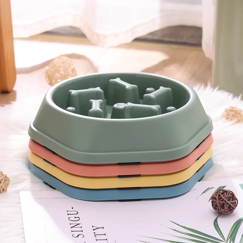 Dog bowl anti choking slow food bowl bone shape dog feeder basin cat food basin dog food anti tipping pet supplies