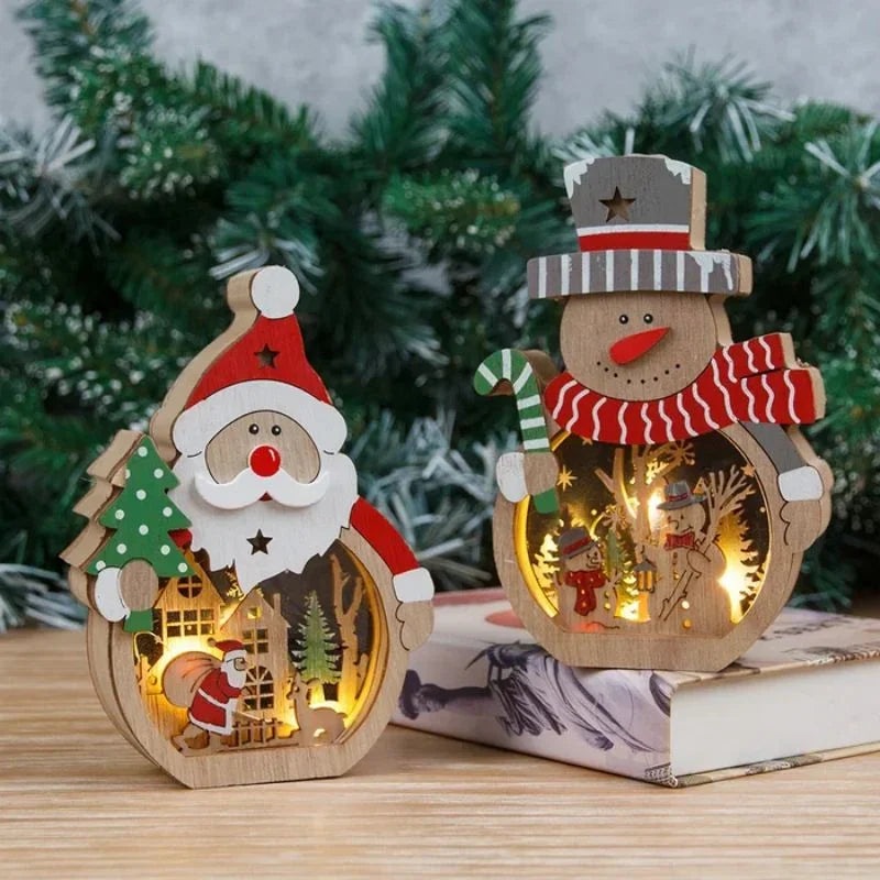 LED Lighted Santa Claus Shape Wooden Christmas Decorations for Home Hotel Window LED Christmas Decorations Lighting