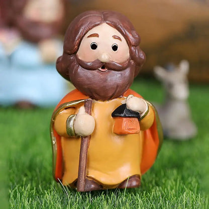 Nativity Sets for Christmas Resin Manger Scene Ornaments Jesus Figurines Sets Cute Cartoon Figures Nativity Statue Home Decor