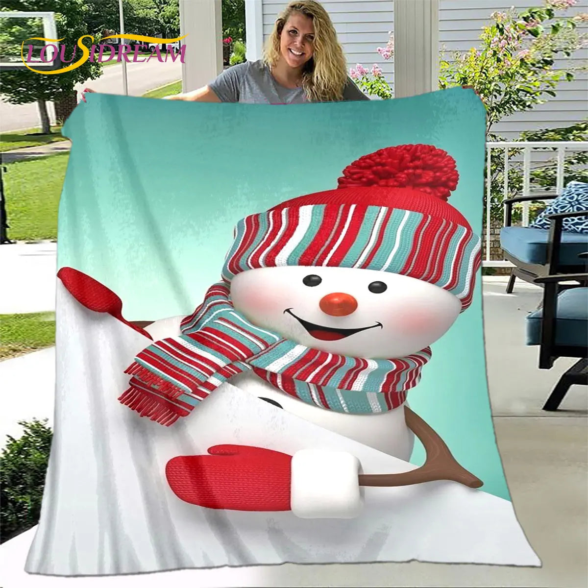 Merry Christmas New Year Cartoon Blanket,Flannel Blanket Throw Blanket,Warm Blanket for Living Room Bedroom Beds Sofa Party Gift