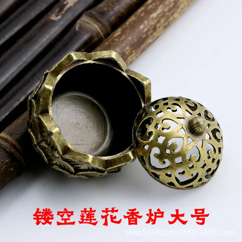 Buddhist Utensils Incense Burner Lotus Incense Censer Archaic Copper Alloy Sandalwood House Furnishings Home Office Decoration