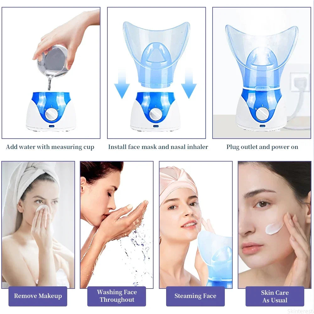 Multi-function Facial Steamer Humidifier Sprayer Moisturizing  Beauty SkinCare Deep Cleanse SPA Nano Ionic Hot Mist Face Steamer