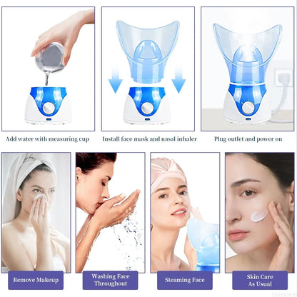 Multi-function Facial Steamer Humidifier Sprayer Moisturizing  Beauty SkinCare Deep Cleanse SPA Nano Ionic Hot Mist Face Steamer