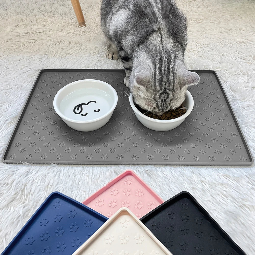 Pet Placemat Cat Food Bowl Mat Dog Feed Mat Cat Dog Drinking Feeding Placemat Silicone Waterproof Non-slip Pet Feeder Mats