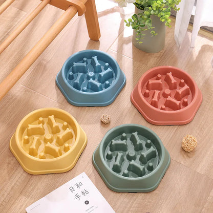 Dog bowl anti choking slow food bowl bone shape dog feeder basin cat food basin dog food anti tipping pet supplies