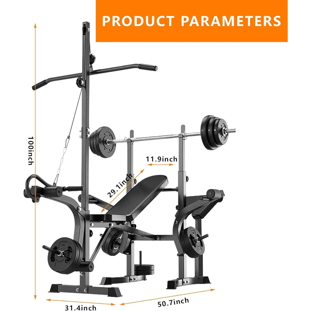 600lbs 6 in 1 Adjustable Weight Bench Set with Leg Extension and Leg Curl Multi-Function Bench Press Set for Full Body Workout