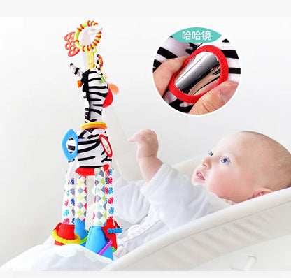 Soft Giraffe Zebra Animal Handbells Rattles Plush Infant Baby Development Handle Toys WIth Teether Baby Toy For Newborn Gifts