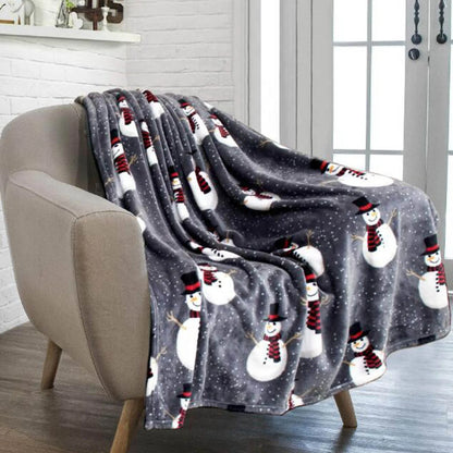 Blankets Christmas Snowman Blanket Grey Christmas Fleece Blankets Soft Plush Warm Winter Cabin Throw Flannel Nap Beds Blanket