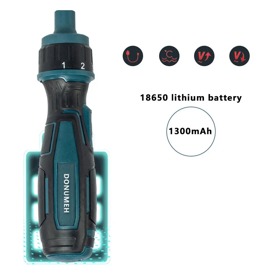 DONUMEH Cordless Electric Screwdriver 1300mah Li-ion Battery Rechargeable Mini Drill 3.6V Power Tools Set Household Maintenance