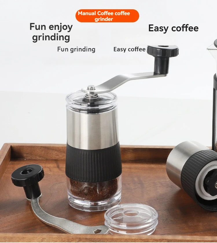 New Mini Hand Shake Manual Grinding Convenient Stainless Steel Ceramic Core Coffee Bean Grinder Visual Coffee Machine