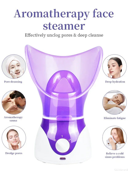 Multi-function Facial Steamer Humidifier Sprayer Moisturizing  Beauty SkinCare Deep Cleanse SPA Nano Ionic Hot Mist Face Steamer