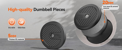 Adjustable Dumbbells, 20/30/40/50/60/70/90lbs Free Weight Set with Connector, 4 in1 Dumbbells Set Used as Barbell, Kettlebells