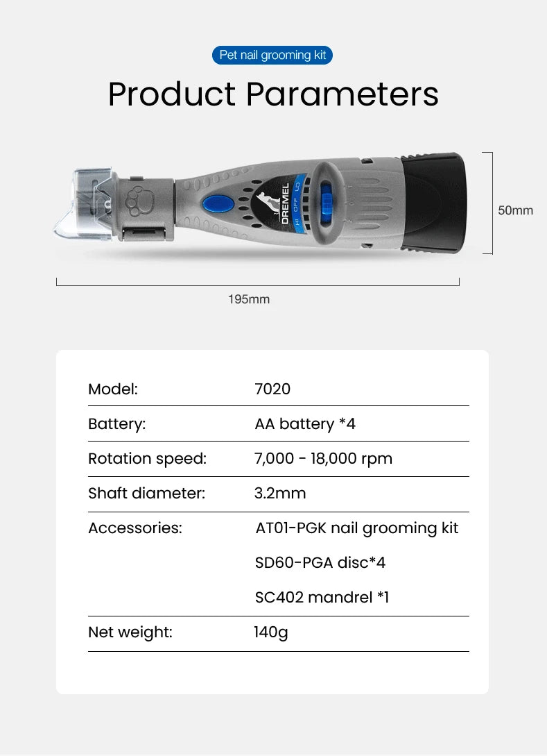 Dremel Electric Dog Nail Grinder Pet Nail Clippers Rechargeable USB Charging Cat Paws Nail Grooming Trimmer Tools Pet Supplies