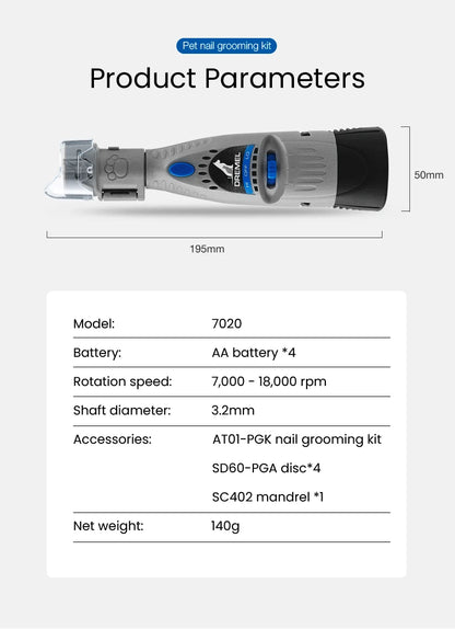 Dremel Electric Dog Nail Grinder Pet Nail Clippers Rechargeable USB Charging Cat Paws Nail Grooming Trimmer Tools Pet Supplies