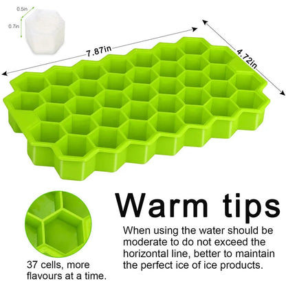 37 Cell Honeycomb Silicone Ice Tray Mold with a Lid Home-made Creative Ice Box Easy to Release Mold