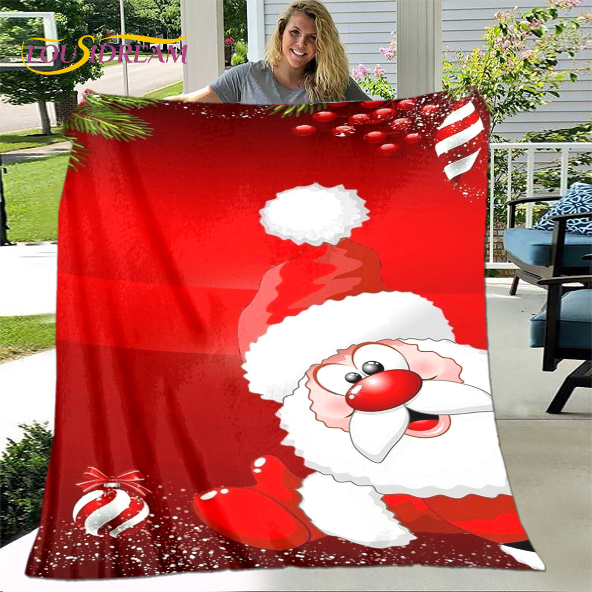 Merry Christmas New Year Cartoon Blanket,Flannel Blanket Throw Blanket,Warm Blanket for Living Room Bedroom Beds Sofa Party Gift