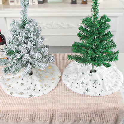 Mini 40cm Christmas Tree Skirt Desktop Xmas Tree Snowflake White Fur Base Mat Carpet Christmas Decorations